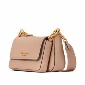 Kate Spade Double Up Crossbody Bag Kraft Paper Pebbled Leather
